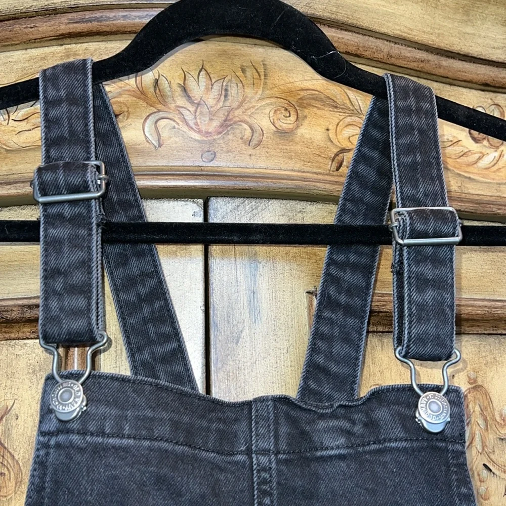 Old Navy OG Straight Black Wash Ripped Jean Overalls